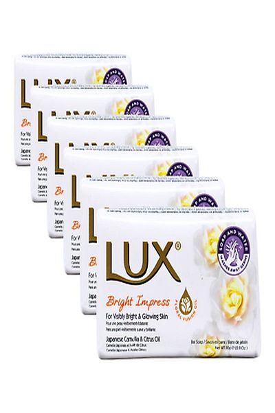 LUX 6 Pieces White Luxury Soap - 80 Gr. Bright Impress