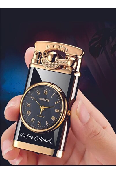 ASYA GIFTS Kişiye Özel Isim Baskılı Işıklı Saatli Jet Çakmak ( Gazlı ) Isme Özel - Rüzgarda Sönmez