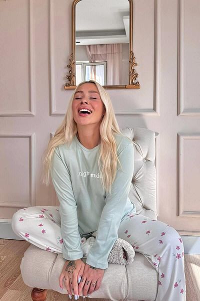 Pijamaevi Thermal Mint Mode Patterned Women's Pajama Set
