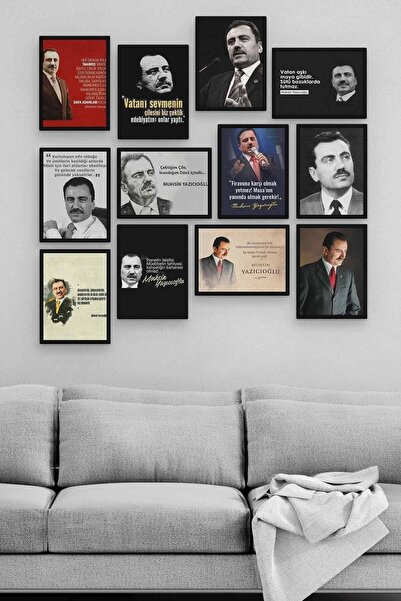 herotasarım Muhsin Yazıcıoğlu 12 Parça Ahşap Mdf Tablo Zlltb287