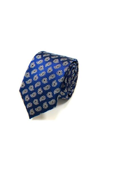 VENCHY ربطة عنق كلاسيكية باللونين الأزرق والأبيض