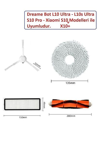 LİN GRUP Xiaomi S10+ and X10+ Mop and Mop Brush Set with Spare Filter
