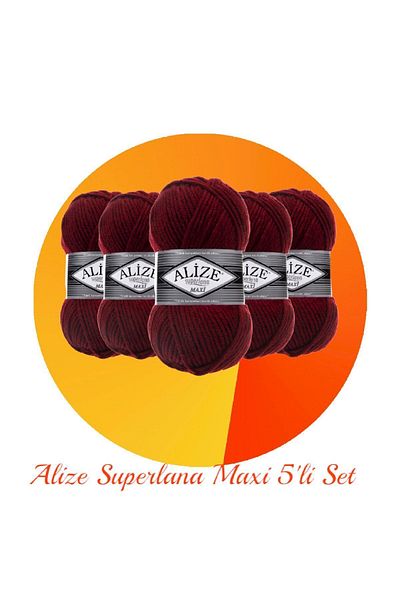 Alize Superlana Maxi Σετ 5 Χοντρό Χειροποίητο Πλεκτό Σχοινί 57 Claret Red