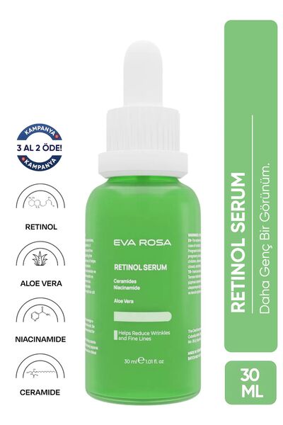 Eva Rosa Yaşlanma Ve Kırışıklık Karşıtı Retinol Serum 30 ml (ONARIR, NEMLENDİ...