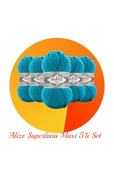 Alize Süperlana Maxi Σετ 5 Παχύ Πλεκτό Σχοινί 484 Τυρκουάζ