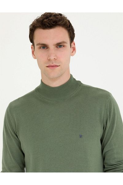 Pierre Cardin Πράσινο Slim Fit Half Fisherman Basic Knitwear Πουλόβερ
