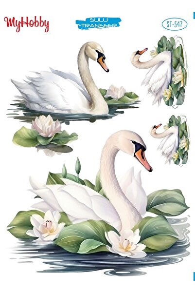 MyHobby ST 547 نمط البجعة البيضاء - 25 سم * 35 سم نقل مائي