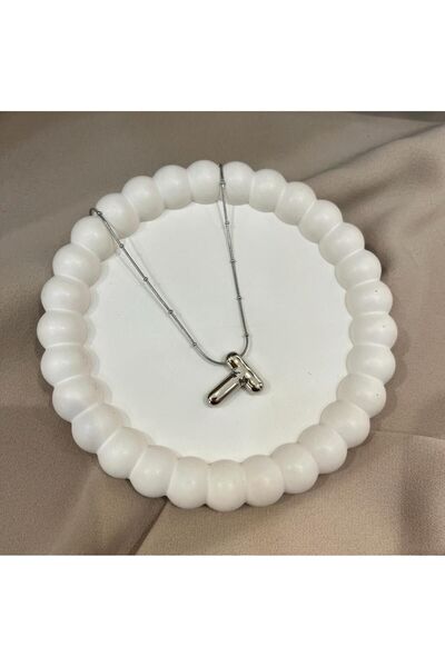 Mistik Aksesuar قلادة من الفولاذ بحروف بالون كبيرة