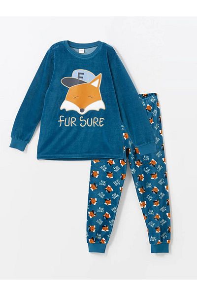 LC Waikiki Set de pijamale pentru copii LCW Kids Oil Bike Gât catifea pentru băieți