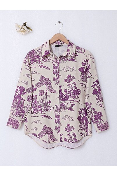 HİJABAYA Λινό πουκάμισο - Σχέδιο με φιγούρα δέντρου