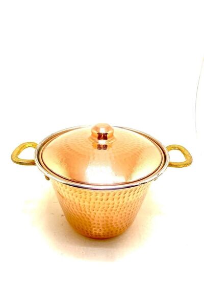 As El Sanatları Perde Pilav Tencere Takımı El Dövme Kırmızı Kapaklı 1 No