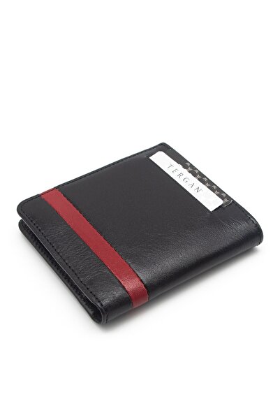 Tergan Men's Leather Wallet 1664I13 - Black/Red
