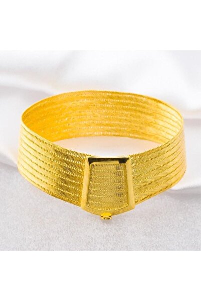 Altuntaş Gold&Silver 9 Sıra Altın Kaplama Hasır Düz Toka Trabzon Hasır Bilezik