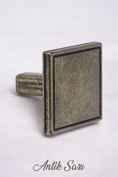 Badem10 Buton de artă din metal Sari Antique Square - Mânere pentru sertar și dulap de bucătărie