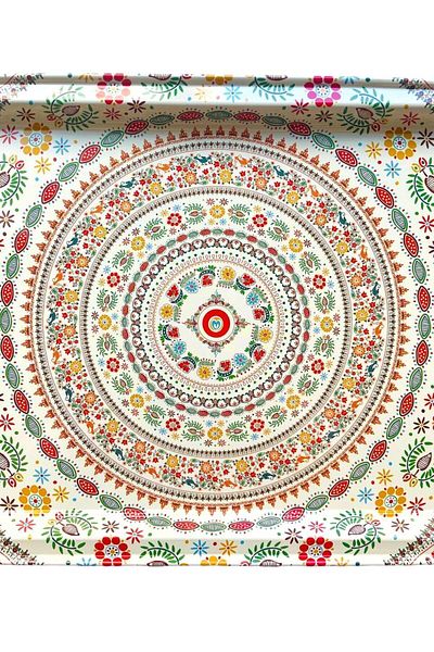 GALATA GIFT Metal Tea and Coffee Tray - Rug Patterned, Stylish Presentation, 32*22cm, Anti-Scratch and Anti-Tarnish