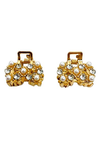 GALATA GIFT Agrafă de păr cu perle, metal, agrafă de păr, strasuri, cleme, agrafă de păr minusculă din două piese, bareta solidă din fier 3,5 cm