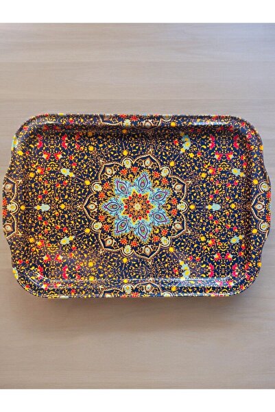 GALATA GIFT Metal Tea and Coffee Tray - Rug Patterned, Stylish Presentation, 32*22cm, Anti-Scratch and Anti-Tarnish
