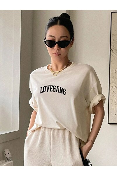 Altamira Γυναικείο μπλουζάκι σε μπεζ στάμπα Lovegang