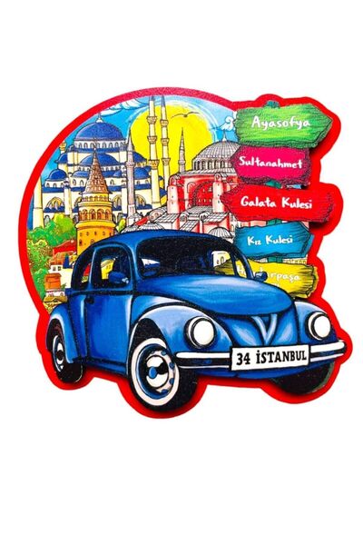 GALATA GIFT Buzdolabı Magneti, İstanbul, Araba, Vosvos Şekilli Şehir Magnet, ...