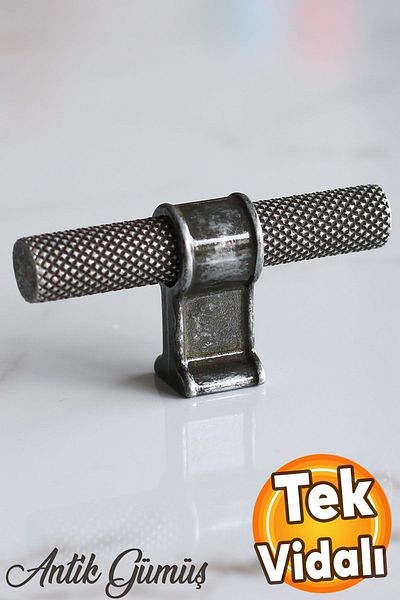 Badem10 Hisar Antique Antique Silver Metal Button Single Screw Mobilier Bucătărie Sertar Dulap Mâner Mâner