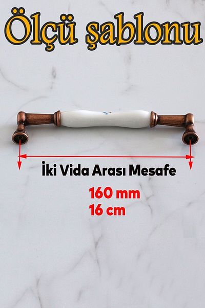 Badem10 Termessos (PREMIUM) Porțelan real anticat cupru antic 160 mm Mobilier mâner dulap bucătărie