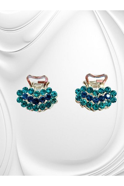 GALATA GIFT Agrafă de păr albastru auriu roz, piatră de zircon în formă de inimă, agrafă de 2,5 cm