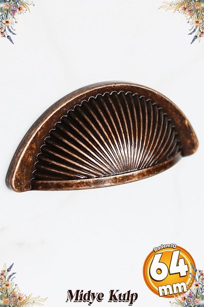 Badem10 Sail Mussel Stone Dish 64mm Buton anticat Antiquecopper Mobilier Bucătărie Dulap Mâner Mâner