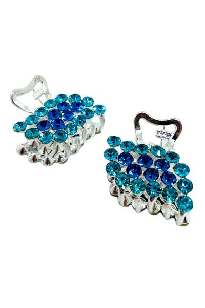 GALATA GIFT Agrafă de păr din metal de culoare albastră, strasuri, cleme