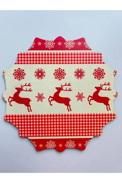 GALATA GIFT Wooden Christmas Themed Trivet, Deer, Snow Figured Teapot, Pot Mat, 17cm