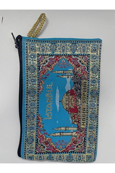 GALATA GIFT Традиційний візерунок, символи Стамбула, золота облямівка, жіночий гаманець на блискавці, 16x10 см