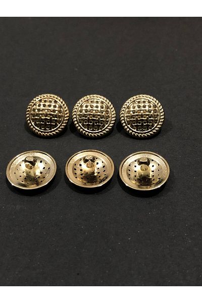 aensia Gold Gold Mesh Model Button Small Size Button 24 Size Metal Button - Pack of 6 Buttons