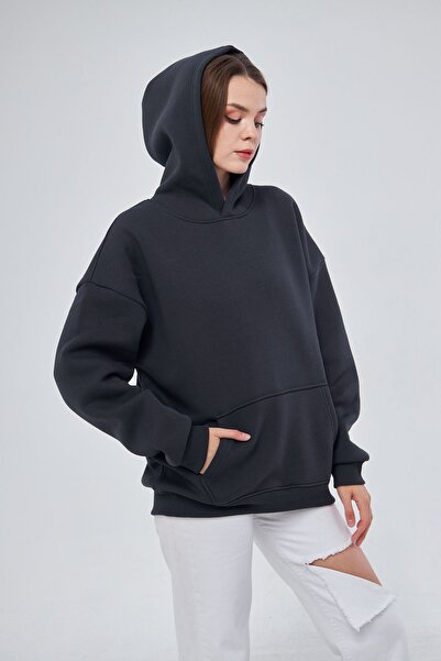 YÜKSEL IŞIK سويت شيرت بقلنسوة أساسي مدخن - 100% قطن للجنسين