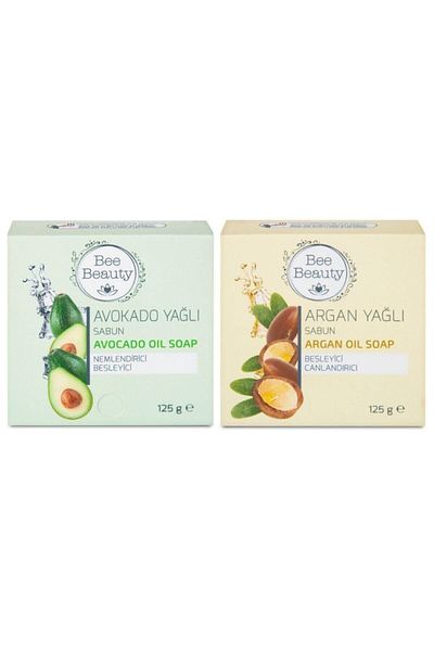 Bee Beauty صابون صلب بزيت الأفوكادو 125 جرام + صابون صلب بزيت الأرغان 125 جرام (مجموعة من 2)