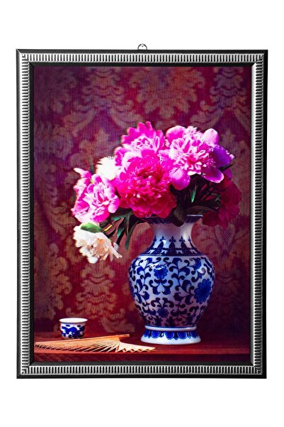 Burak Askeri Malzeme 5D Reçine Elmas Boyama 180° Hareketli Çini Vazodaki Çiçe...