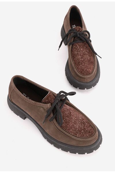 TUNAELLİ Γυναικεία παπούτσια Oxford - Μέγεθος 36-41, Γνήσιο δέρμα Nubuck, Κορδόνια