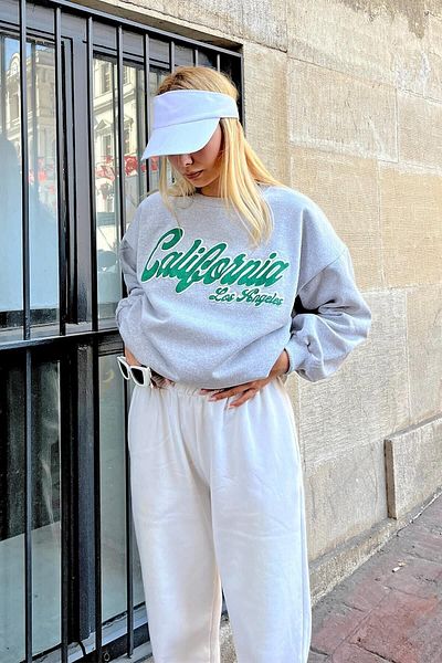 Swist Gray 92 Front and Back Printed Cotton Women's Sweatshirt