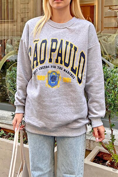 Swist Gray Sao Printed Cotton Women's Sweatshirt