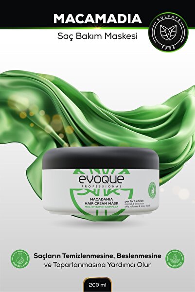 Evoque Macamadia Saç Maskesi, Multivitamin Complex Besleyici Doğal Bakım, Normal & Ince Saçlar Için, 500 ml