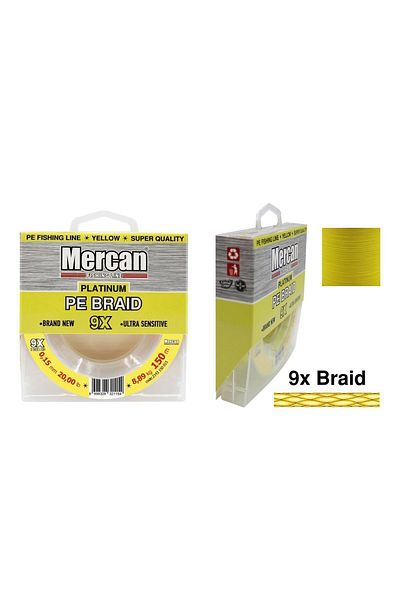 Mercan Pe Knitted Platinum X9 Yellow Rope 150m Reel Fishing Line