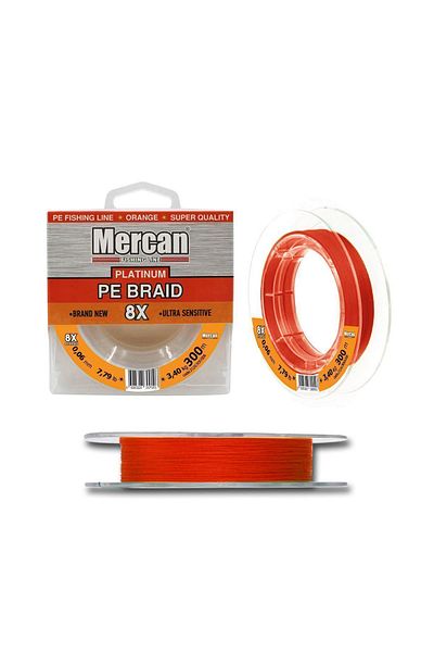 Mercan Platinum X8 300m Line - Orange Pe Knitted Rope