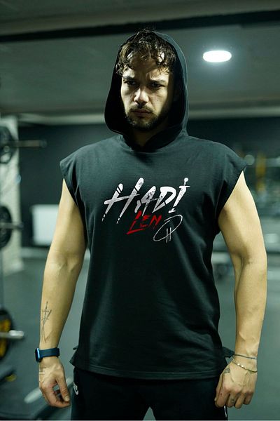 Oxlade Men's Athlete Undershirt - Gazapizm Black Hooded Tank Top