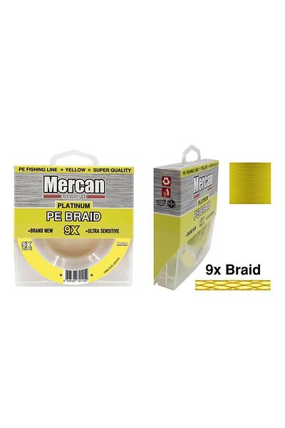 Mercan Pe Knitted Platinum X9 Yellow Rope 150m Reel Fishing Line