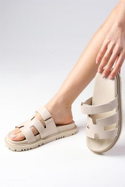Liger Καλοκαιρινές παντόφλες Velcro με επίπεδη σόλα ΜΠΕΖ