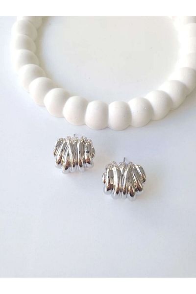 Vola Collection Steel Silver Sweetheart Gift Knurled Earrings