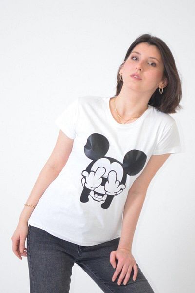 Koza Butik 8735 Tricou imprimat cu decolteu model