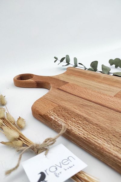Raven for Home Natural Wood Cutting and Serving Board, Beech Wood