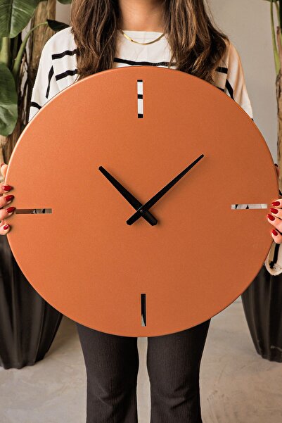 Artepera 46 Cm - Timeless Sessiz Metal Dekoratif Duvar Saati - Bakır - Ev Ofis Salon Duvar Saatleri - Aps113