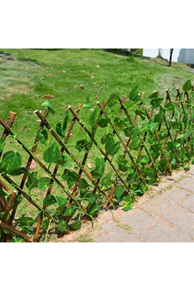 DDPEST Akordiyon Çit Dekoratif Yapay Sarmaşıklı Bahçe Balkon Teras Çiti 300x60 Cm e Kadar Uzatılabilir