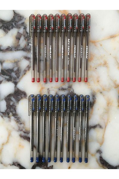 Pensan My Tech Ballpoint Pen 0.7mm 10 Blue - 10 Red (20 Pieces)
