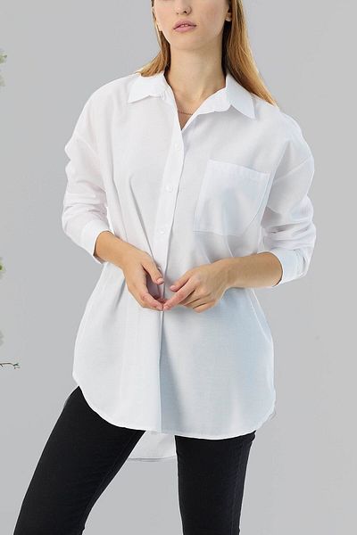 TOFİSA White Plain Medium Women's Tunic - 10810